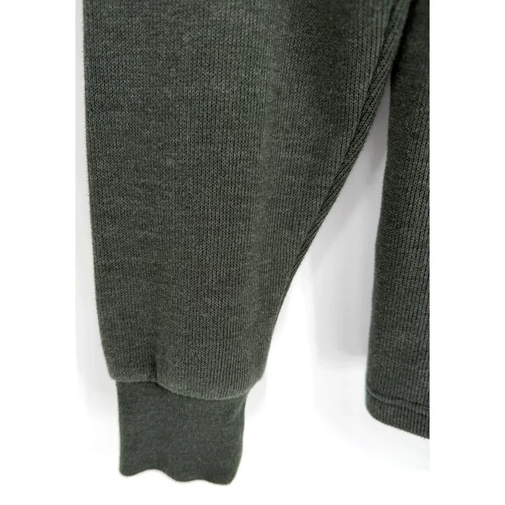 Banana Republic Mens MED 1/4 Button Henley Shirt Green Cotton Blend Long Sleeve